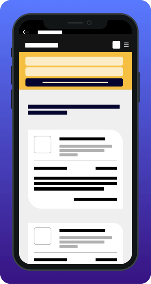 Interfaz de aplicación móvil que muestra una página de búsqueda de empleo con campos de filtros, botón principal y una lista de vacantes representadas de forma genérica, diseñada para ilustrar la estructura y distribución del contenido.
