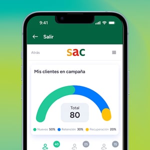 Dispositivo móvil ejemplificando el módulo de SAC, Centro de Atención a Clientes de Elektra. Flujo optimizado por UiX.